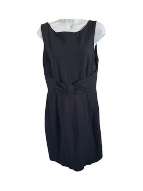 kate spade Black Sleeveless Classic Sheath Dress Waist Bow Gold Zipper Size 10